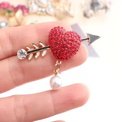 Arrow Heart Shape Pearl Hijab Pin (1 Pc)